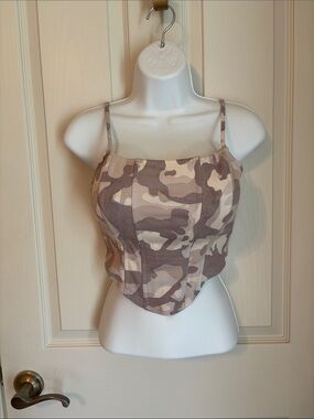 bp Neutral Camo Corset Cami in Beige and Brown